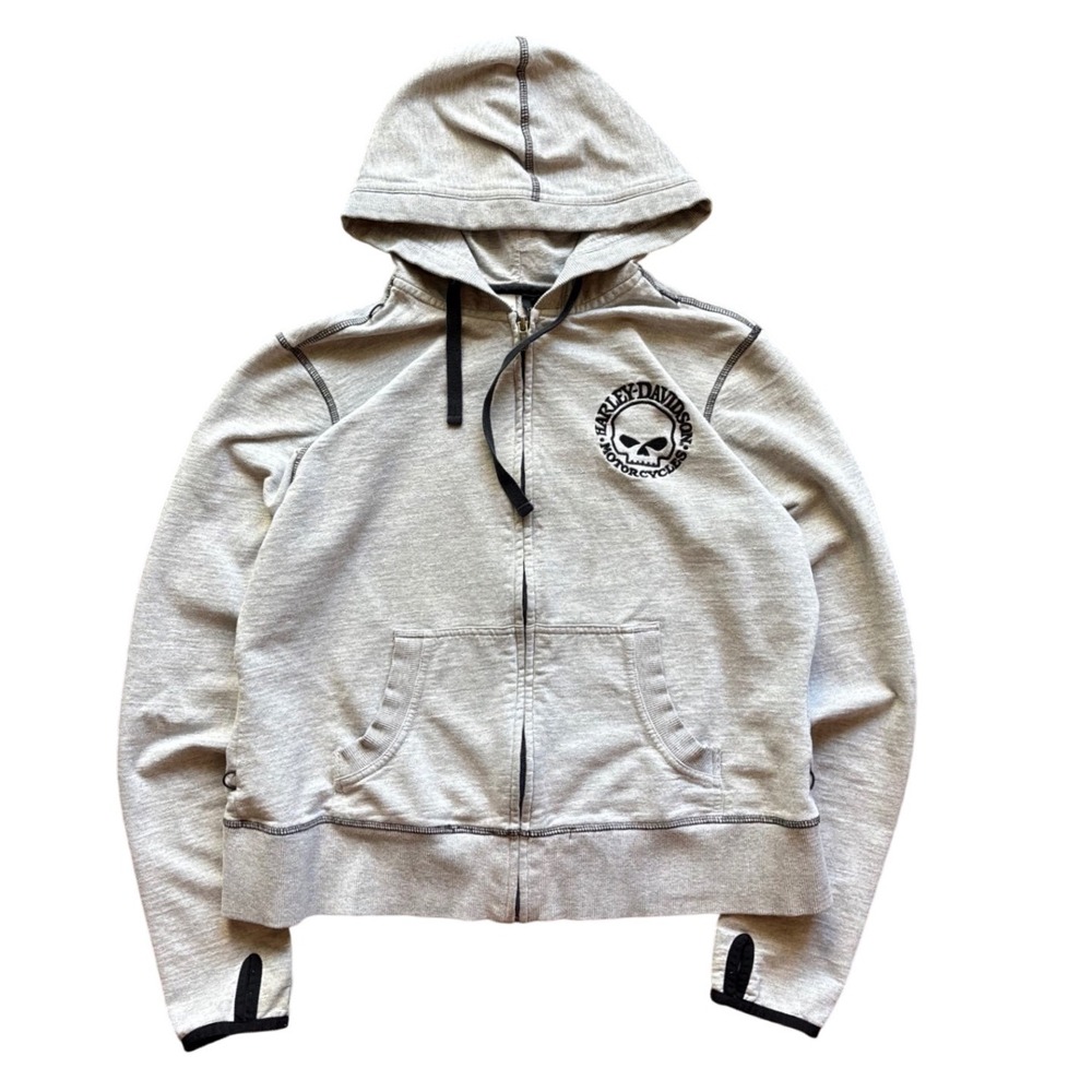 Y2K Harley Davidson Genuine Skull Zip Up Hoodie Size M